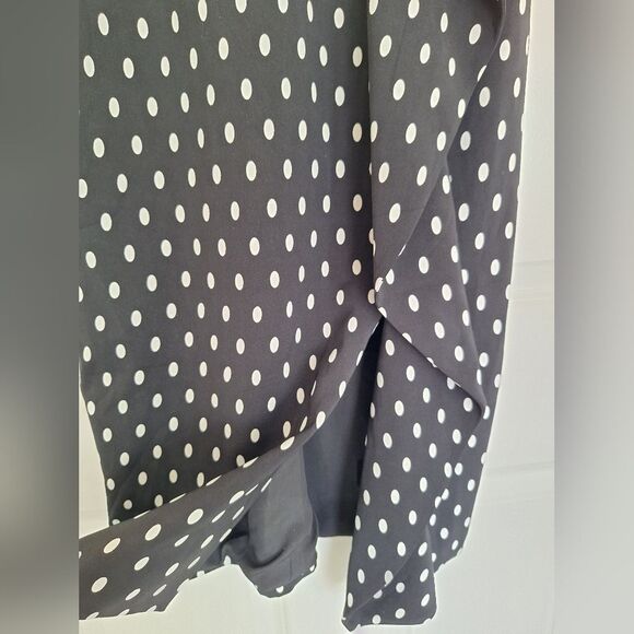 Keepsake the Label Dress Large Black White Polka Dot Ruffle Pleated S - Picture 3 of 9